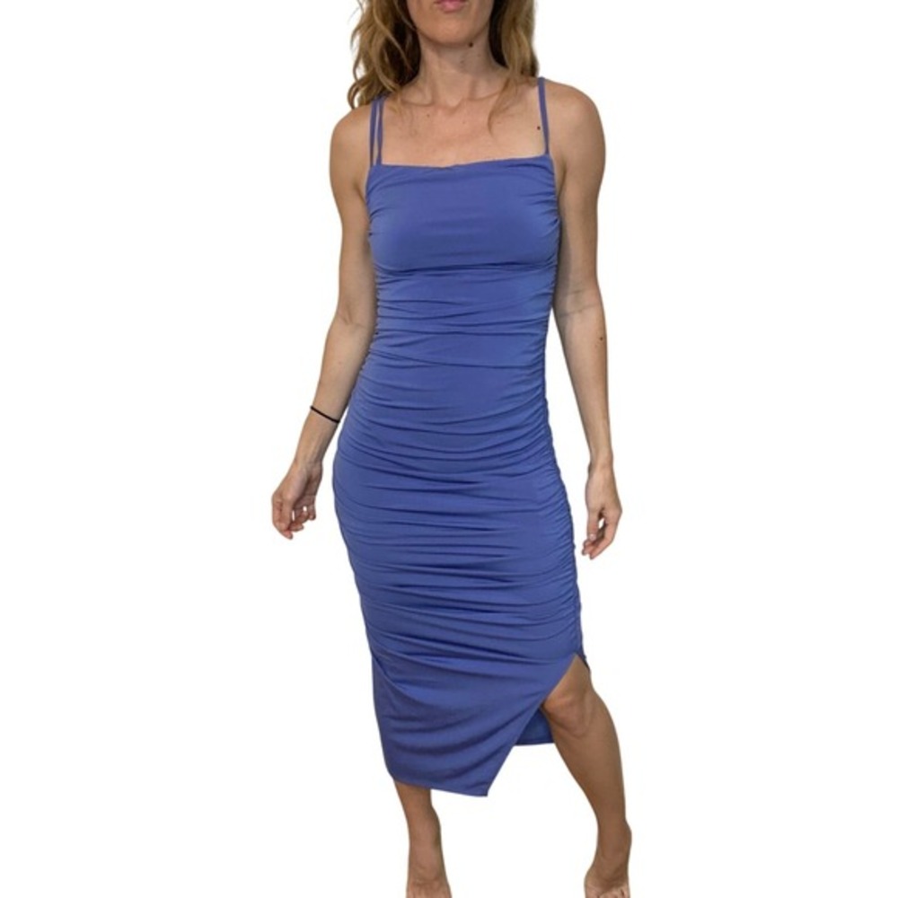 Abercrombie & Fitch Periwinkle Ruched Bodycon‎ Midi Dress Size Small